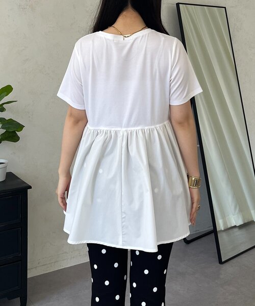 prose verse(プロズヴェール)の「パネル切替ドッキングペプラムTシャツ(Tシャツ/カットソー・レディース・オフホワイト/ブラック・LARGE/MEDIUM)」の17枚目の写真