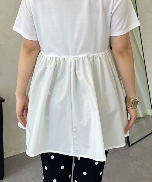 prose verse(プロズヴェール)の「パネル切替ドッキングペプラムTシャツ(Tシャツ/カットソー・レディース・オフホワイト/ブラック・LARGE/MEDIUM)」の18枚目の写真