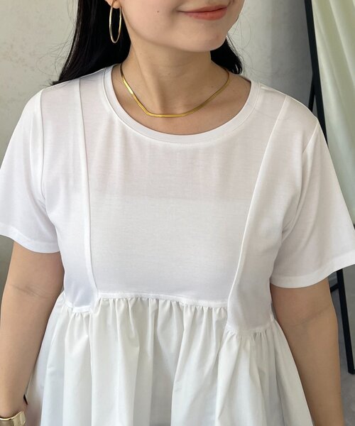 prose verse(プロズヴェール)の「パネル切替ドッキングペプラムTシャツ(Tシャツ/カットソー・レディース・オフホワイト/ブラック・LARGE/MEDIUM)」の19枚目の写真