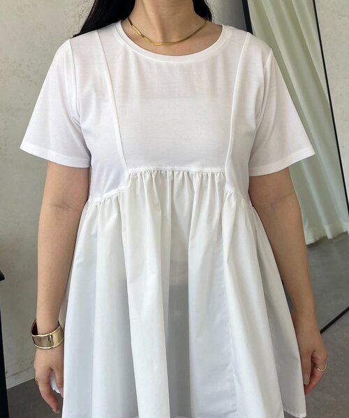 prose verse(プロズヴェール)の「パネル切替ドッキングペプラムTシャツ(Tシャツ/カットソー・レディース・オフホワイト/ブラック・LARGE/MEDIUM)」の20枚目の写真