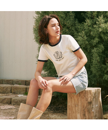 [2カラー] ダブルブロックリンガー半袖Tシャツ
