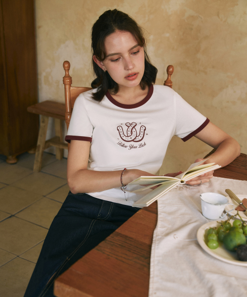 ZEROSTREET（ゼロストリート）の「[2カラー] ダブルブロックリンガー半袖Tシャツ（Tシャツ/カットソー・レディース・Wine/ネイビー・MEDIUM/SMALL）」の4枚目の写真
