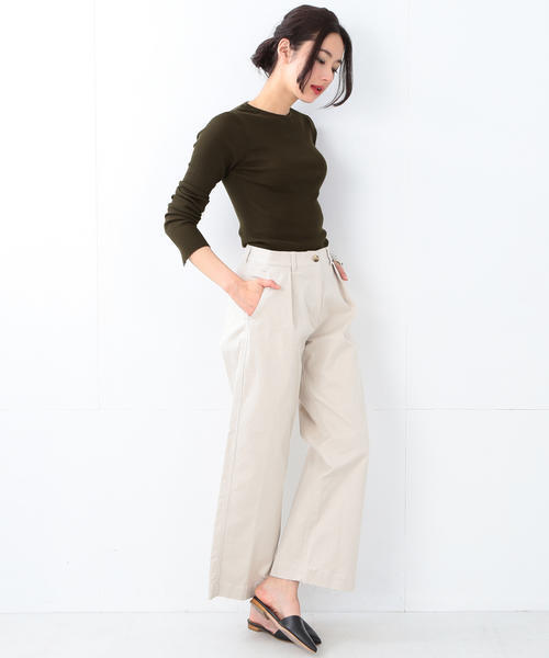 Demi-Luxe BEAMS（デミルクス ビームス）の「Demi-Luxe BEAMS / バイオチノ ワイドパンツ（その他パンツ・レディース・ベージュ/ネイビー・36/38/40）」の10枚目の写真