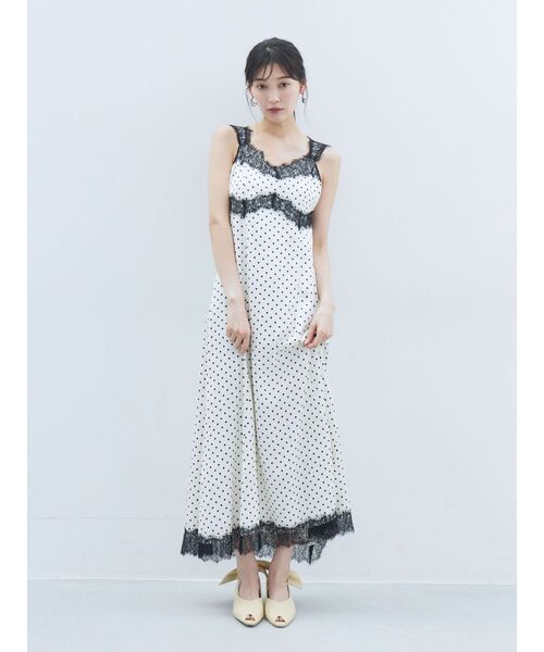 LAGUNAMOON(ラグナムーン)の「レーストリムドットキャミワンピース(ワンピース・レディース・ブラウン/アイボリー・MEDIUM/SMALL)」の3枚目の写真