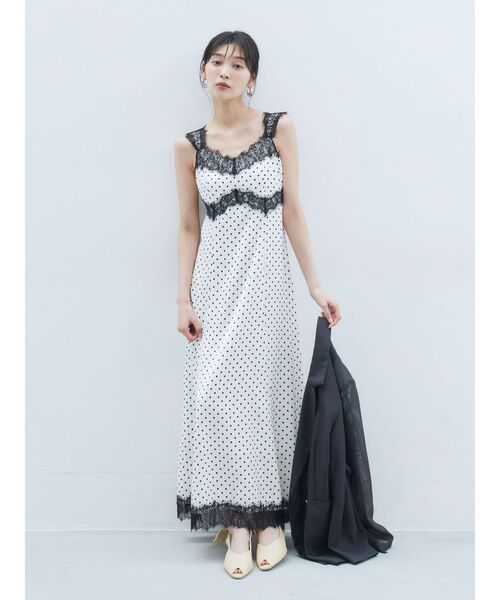 LAGUNAMOON(ラグナムーン)の「レーストリムドットキャミワンピース(ワンピース・レディース・ブラウン/アイボリー・MEDIUM/SMALL)」の6枚目の写真
