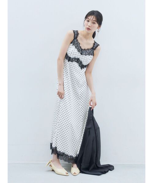LAGUNAMOON(ラグナムーン)の「レーストリムドットキャミワンピース(ワンピース・レディース・ブラウン/アイボリー・MEDIUM/SMALL)」の7枚目の写真