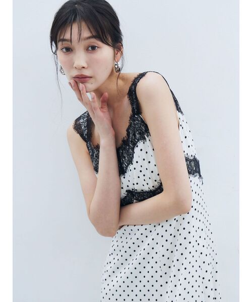 LAGUNAMOON(ラグナムーン)の「レーストリムドットキャミワンピース(ワンピース・レディース・ブラウン/アイボリー・MEDIUM/SMALL)」の17枚目の写真