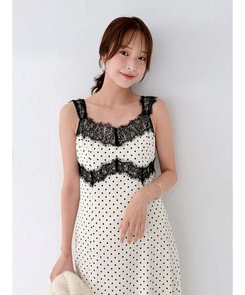 LAGUNAMOON(ラグナムーン)の「レーストリムドットキャミワンピース(ワンピース・レディース・ブラウン/アイボリー・MEDIUM/SMALL)」の18枚目の写真