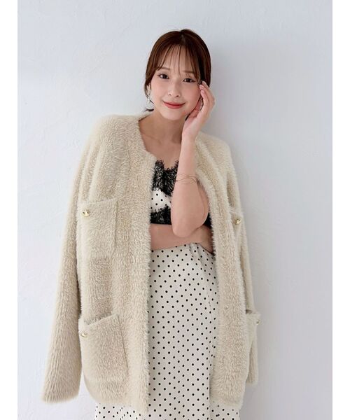LAGUNAMOON(ラグナムーン)の「レーストリムドットキャミワンピース(ワンピース・レディース・ブラウン/アイボリー・MEDIUM/SMALL)」の21枚目の写真
