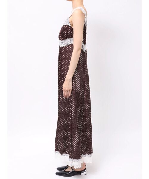 LAGUNAMOON(ラグナムーン)の「レーストリムドットキャミワンピース(ワンピース・レディース・ブラウン/アイボリー・MEDIUM/SMALL)」の10枚目の写真