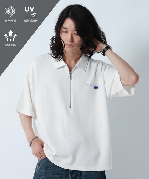 RAGEBLUE(レイジブルー)の「ONEPOINT DESIGN HALF ZIP TSHIRTS/ ワンポイントデザイン/ハーフジップTシャツ(Tシャツ/カットソー・メンズ・ライトグレー/ブラック/ホワイト・MEDIUM/LARGE)」の2枚目の写真