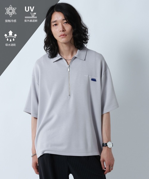 RAGEBLUE(レイジブルー)の「ONEPOINT DESIGN HALF ZIP TSHIRTS/ ワンポイントデザイン/ハーフジップTシャツ(Tシャツ/カットソー・メンズ・ライトグレー/ブラック/ホワイト・MEDIUM/LARGE)」の1枚目の写真