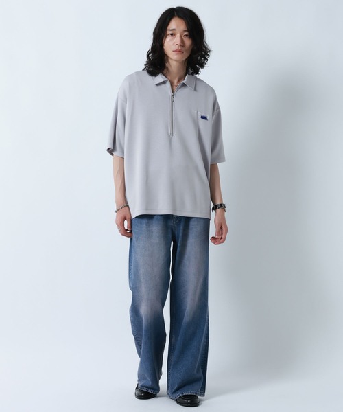 RAGEBLUE(レイジブルー)の「ONEPOINT DESIGN HALF ZIP TSHIRTS/ ワンポイントデザイン/ハーフジップTシャツ(Tシャツ/カットソー・メンズ・ライトグレー/ブラック/ホワイト・MEDIUM/LARGE)」の16枚目の写真