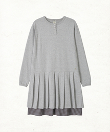 DANDEL（ダンデル）の「DD henley neck pleated midi dress (GREY)（ワンピース）」