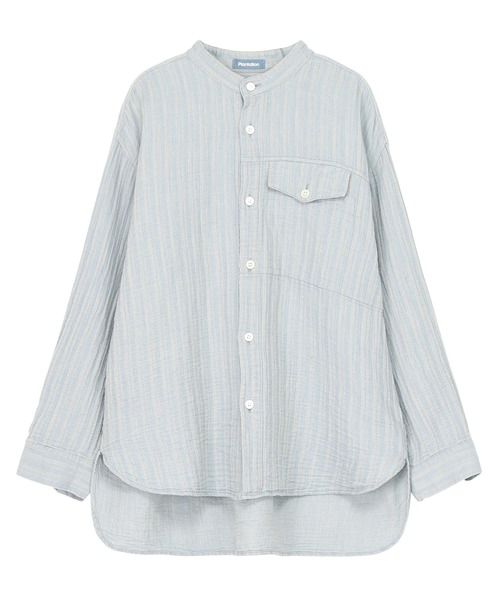 Plantation(プランテーション)の「BIZENダブルガーゼ / S(シャツ/ブラウス・レディース・ライトブルー/ホワイト/ネイビー・M size)」の1枚目の写真
