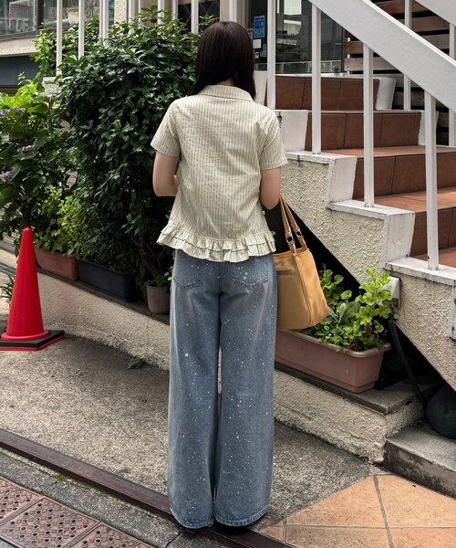 CIAOPANIC(チャオパニック)の「【ドット柄/ストライプ】裾フリルコンパクトシャツ(シャツ/ブラウス・レディース・ベージュ/サックスブルー/ホワイト・FREE)」の12枚目の写真