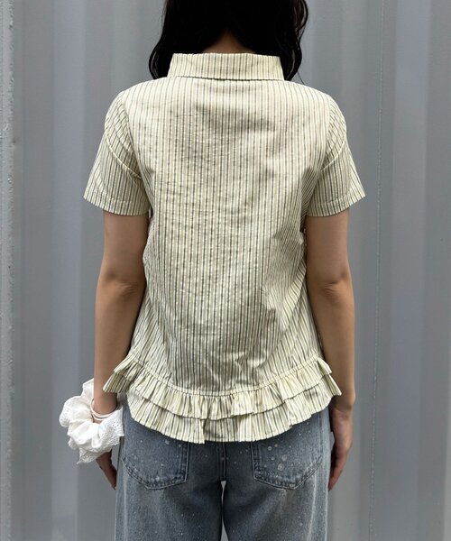 CIAOPANIC(チャオパニック)の「【ドット柄/ストライプ】裾フリルコンパクトシャツ(シャツ/ブラウス・レディース・ベージュ/サックスブルー/ホワイト・FREE)」の15枚目の写真