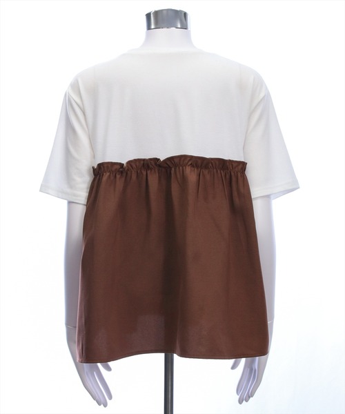 CLEAR BASIC（クリアベーシック）の「シャーリング切替ペプラムドッキングトップス［骨格ウェーブ／カジュアル］（Tシャツ/カットソー・レディース・ブラウン/ブラック・F）」の20枚目の写真