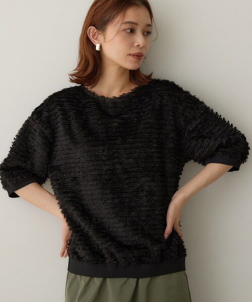 UNTITLED(アンタイトル)の「【秋映え/体型カバー】フェザージャガードプルオーバー(Tシャツ/カットソー・レディース・ブラック/カーキ/アイボリー・00/04/44/48/50/02)」の11枚目の写真