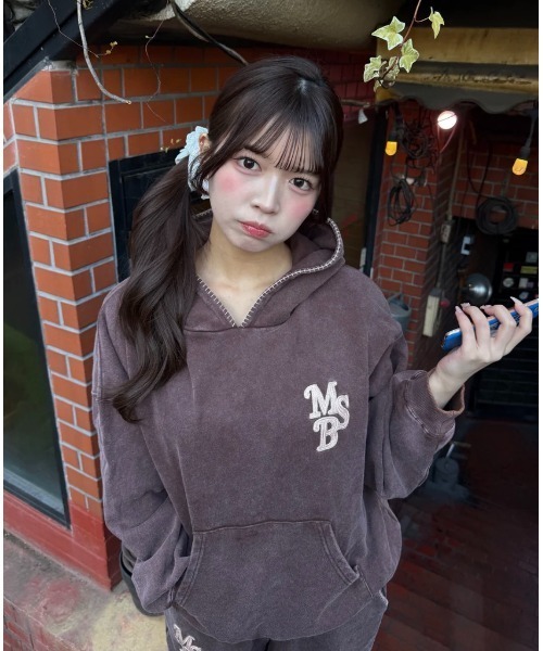 My sugar Babe（マイシュガーベイブ）の「chain pigment hoodie（パーカー・メンズ・ブルー/ブラウン/ピンク/ブラック/ネイビー・LARGE/MEDIUM）」の16枚目の写真
