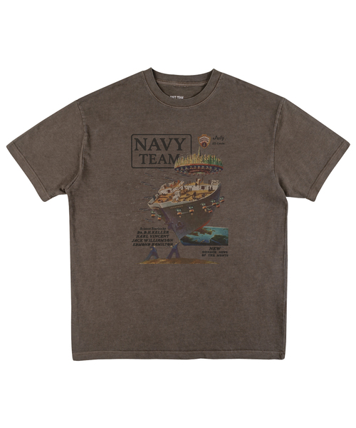 NAVYTEAM（ネイビーチーム）の「LEVIATHAN ピグメント半袖Tシャツ(4色)（Tシャツ/カットソー・レディース・チャコールグレー/ブルー/バーガンディー/ブラウン・SMALL/MEDIUM/LARGE/X-LARGE）」の2枚目の写真