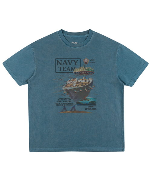 NAVYTEAM（ネイビーチーム）の「LEVIATHAN ピグメント半袖Tシャツ(4色)（Tシャツ/カットソー・レディース・チャコールグレー/ブルー/バーガンディー/ブラウン・SMALL/MEDIUM/LARGE/X-LARGE）」の3枚目の写真