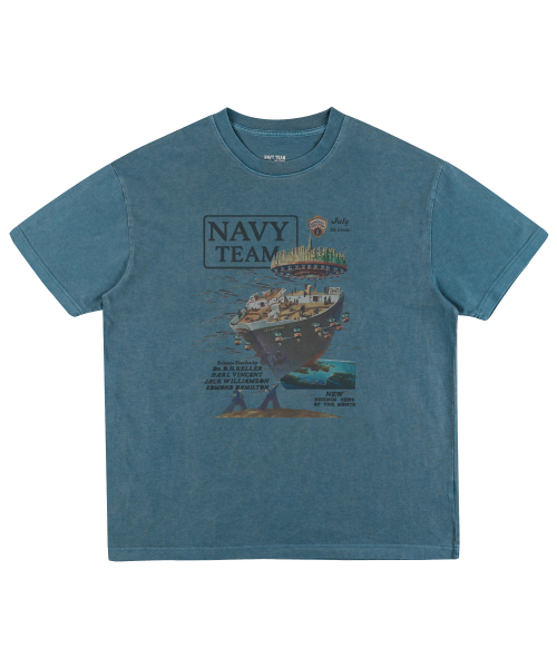 NAVYTEAM（ネイビーチーム）の「LEVIATHAN ピグメント半袖Tシャツ(4色)（Tシャツ/カットソー・レディース・チャコールグレー/ブルー/バーガンディー/ブラウン・SMALL/MEDIUM/LARGE/X-LARGE）」の8枚目の写真