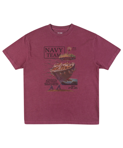 NAVYTEAM（ネイビーチーム）の「LEVIATHAN ピグメント半袖Tシャツ(4色)（Tシャツ/カットソー・レディース・チャコールグレー/ブルー/バーガンディー/ブラウン・SMALL/MEDIUM/LARGE/X-LARGE）」の16枚目の写真