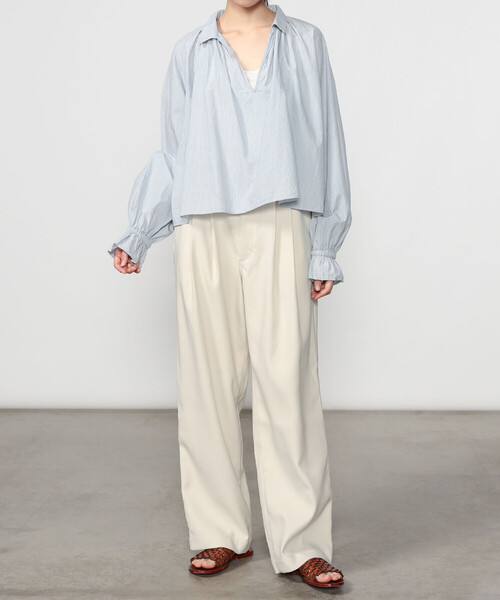 Bshop(ビショップ)の「INDIA INDUSTRY | コットン 長袖スキッパーシャツ STRIPE WOMEN(シャツ/ブラウス・レディース・ブルー系その他・1)」の13枚目の写真