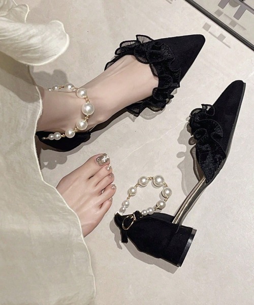 Miniministore(ミニミニストア)の「ポインテッドトゥフリルパンプスパール美脚(パンプス・レディース・ブラック/アイボリー・22.5cm/24.5cm/24.0cm/23.5cm/23.0cm)」の11枚目の写真