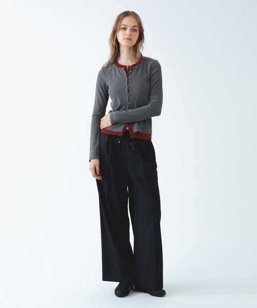 Ray BEAMS(レイビームス)の「バイカラー レイヤード カーディガン(Tシャツ/カットソー・レディース・ブラック/グレー/クリーム・ONE SIZE)」の4枚目の写真