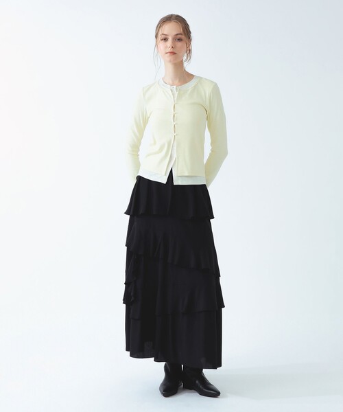 Ray BEAMS(レイビームス)の「バイカラー レイヤード カーディガン(Tシャツ/カットソー・レディース・ブラック/グレー/クリーム・ONE SIZE)」の14枚目の写真