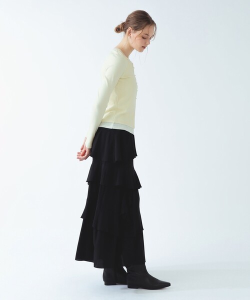 Ray BEAMS(レイビームス)の「バイカラー レイヤード カーディガン(Tシャツ/カットソー・レディース・ブラック/グレー/クリーム・ONE SIZE)」の15枚目の写真