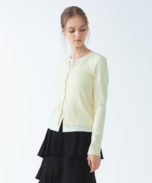 Ray BEAMS(レイビームス)の「バイカラー レイヤード カーディガン(Tシャツ/カットソー・レディース・ブラック/グレー/クリーム・ONE SIZE)」の17枚目の写真