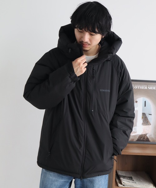 CONVERSE（コンバース）の「【CONVERSE／コンバース】撥水・防風 中綿ポリリップパテッドパーカー ブルゾン（ダウンジャケット/コート・メンズ・ベージュ/ブラック・L/XL/M）」の6枚目の写真