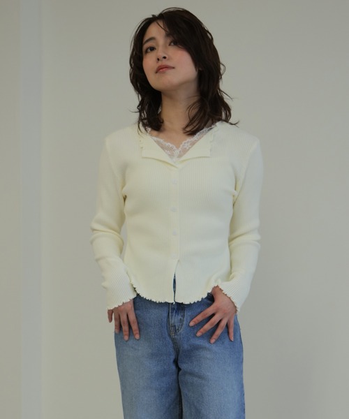 LYORI(リオリ)の「ドッキングレース ニットトップス(ニット/セーター・レディース・ブラック/アイボリー・FREE)」の9枚目の写真