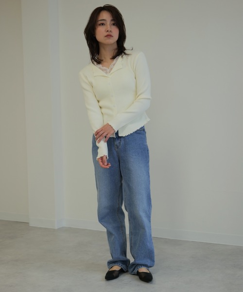 LYORI(リオリ)の「ドッキングレース ニットトップス(ニット/セーター・レディース・ブラック/アイボリー・FREE)」の10枚目の写真