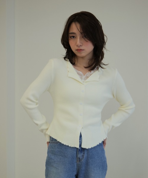 LYORI(リオリ)の「ドッキングレース ニットトップス(ニット/セーター・レディース・ブラック/アイボリー・FREE)」の13枚目の写真