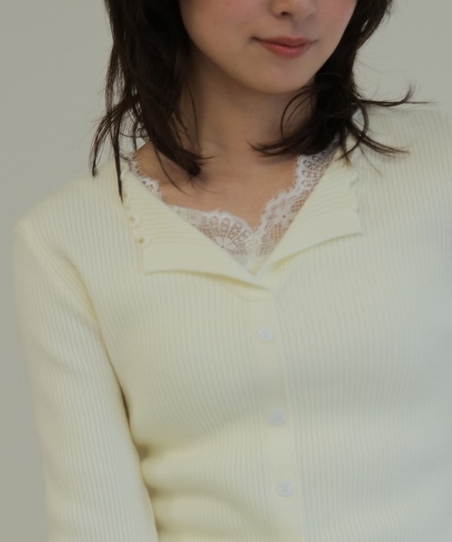 LYORI(リオリ)の「ドッキングレース ニットトップス(ニット/セーター・レディース・ブラック/アイボリー・FREE)」の14枚目の写真