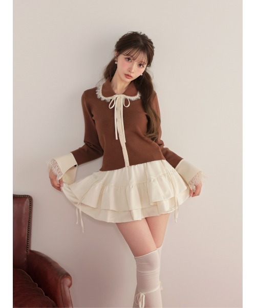 M me eme(エムミーエメ)の「Double frill matte satin skirt(eme11172)(スカート・レディース・ホワイト/アイボリー・FREE)」の8枚目の写真