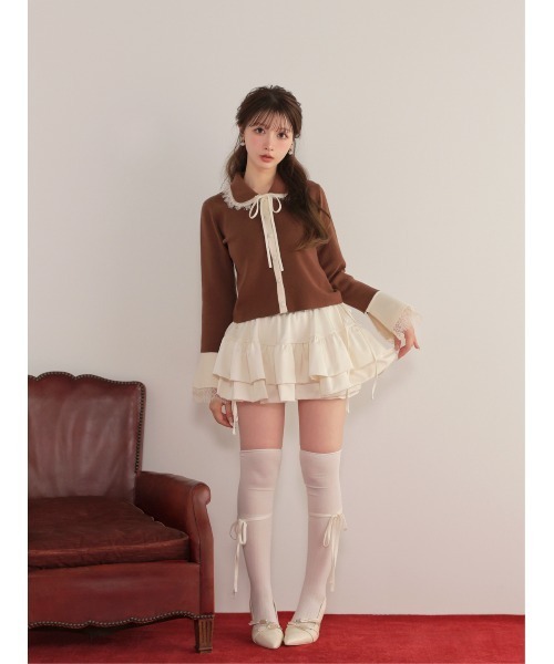 M me eme(エムミーエメ)の「Double frill matte satin skirt(eme11172)(スカート・レディース・ホワイト/アイボリー・FREE)」の6枚目の写真