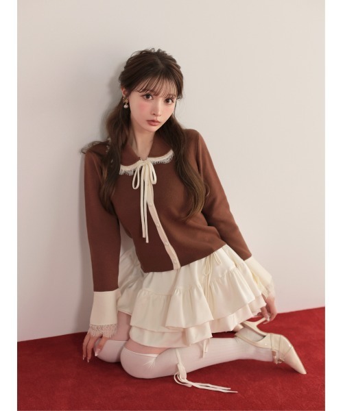 M me eme(エムミーエメ)の「Double frill matte satin skirt(eme11172)(スカート・レディース・ホワイト/アイボリー・FREE)」の7枚目の写真