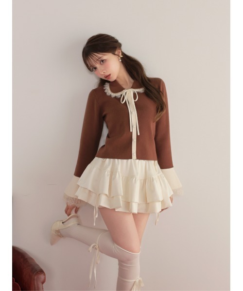 M me eme(エムミーエメ)の「Double frill matte satin skirt(eme11172)(スカート・レディース・ホワイト/アイボリー・FREE)」の9枚目の写真