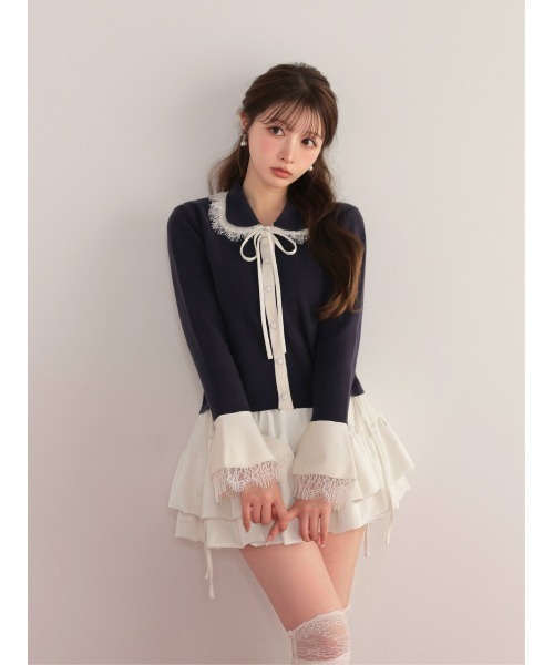 M me eme(エムミーエメ)の「Double frill matte satin skirt(eme11172)(スカート・レディース・ホワイト/アイボリー・FREE)」の10枚目の写真