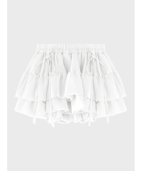 M me eme(エムミーエメ)の「Double frill matte satin skirt(eme11172)(スカート・レディース・ホワイト/アイボリー・FREE)」の3枚目の写真