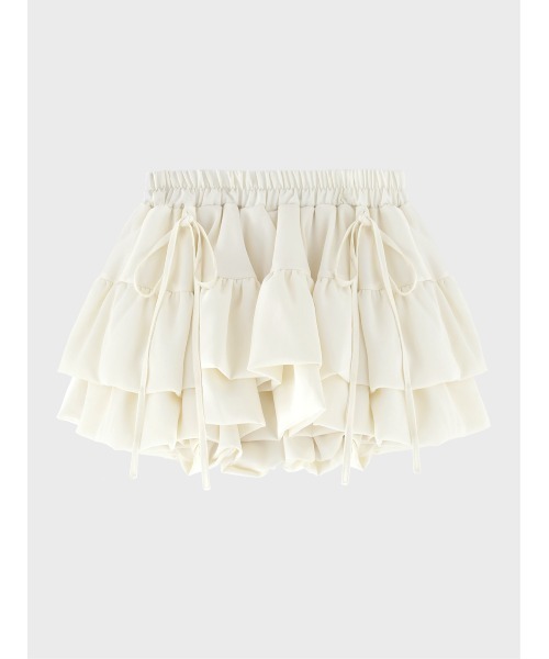 M me eme(エムミーエメ)の「Double frill matte satin skirt(eme11172)(スカート・レディース・ホワイト/アイボリー・FREE)」の4枚目の写真