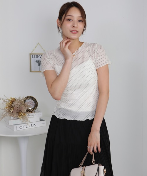 pumpkin port(パンプキンポート)の「シアードット柄半袖カットソー(Tシャツ/カットソー・レディース・ブラック/ホワイト・M)」の16枚目の写真
