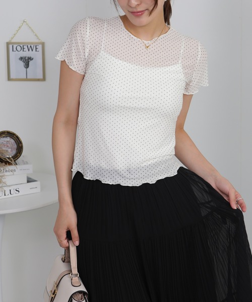 pumpkin port(パンプキンポート)の「シアードット柄半袖カットソー(Tシャツ/カットソー・レディース・ブラック/ホワイト・M)」の17枚目の写真