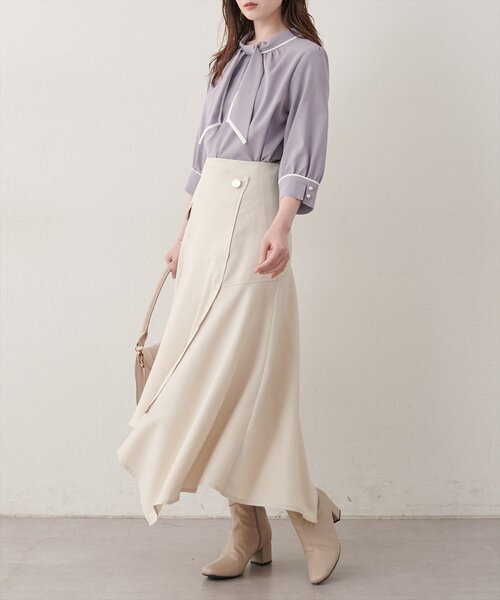 natural couture(ナチュラルクチュール)の「配色デザイン7分袖ブラウス(シャツ/ブラウス・レディース・ベージュ/オフホワイト/サックスブルー/ドット・FREE)」の13枚目の写真