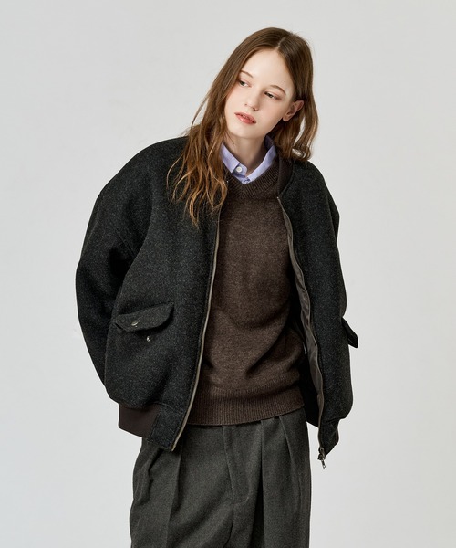 WETTEMPT(ウィテンプト)の「V-NECK WOOL LIKE KNIT / Vネックウールライクニット(ニット/セーター・メンズ・ブラウン/ネイビー/イエロー/ブラック/チャコールグレー/レッド・LARGE/SMALL/MEDIUM)」の8枚目の写真